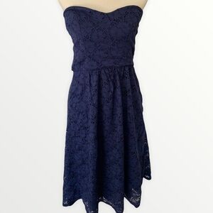 ASOS Lacy Blue Strapless Dress Size 10